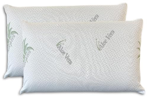 NARCISO Coppia Cuscini Letto Matrimoniale (H 11cm) Cuscino Memory Foam Basso, Guanciale Letto Morbido ed Anallergico con Fodera Esterna Jacquard Aloe, Garantisce Sonno Profondo e Traspirabilità Ottima