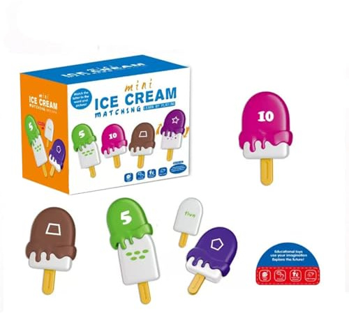 Ice Cream Themed Early Learning Toy For Toddler 26PCS Letter Number Matching Educational Games Preschool Preschool Letter Counting Set