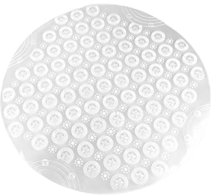 Gatuida Alfombra Redonda para Ducha Antideslizante de PVC Blanco Ventosas, Transpirable y Alivio de Presión para Baño Seguro y Cómodo