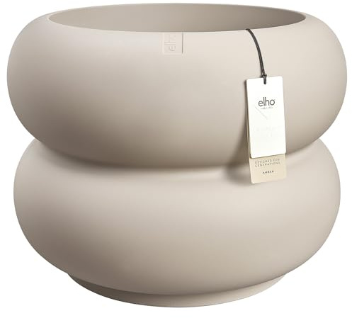 Elho Amber Roll Low 60 - Vaso per Piante da Interno e Esterno - 100% Plastica Riciclata - Ø 59.9 x H 46.1 cm - Beige/Balanced Beige