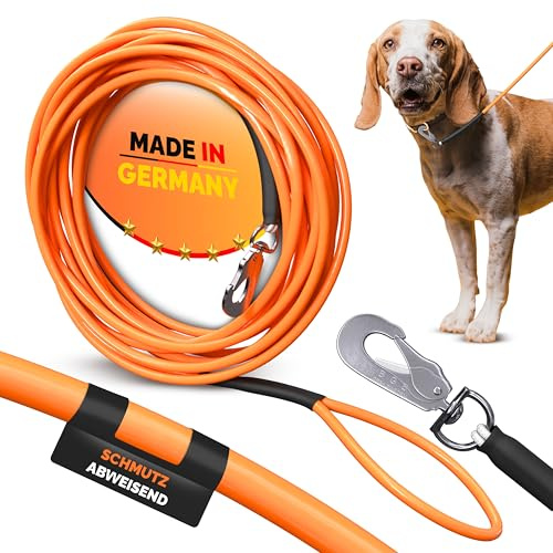 Themahund Schleppleine 5 m für Hunde, gummiert & reißfest, Handschlaufe | 360°-Karabiner, bis 240 kg Zugkraft, schmal & leicht, wasserfest – für Rückruf- & Hundetraining