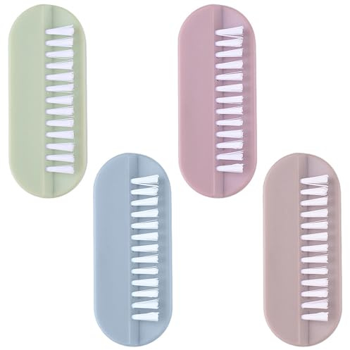 4pcs Nail Brushes,Maslasee Two Sided Cleaning Fingernail Scrub Brushes Portable Easy to Hold Soft Stiff Bristles Nail Cleaning Scrubbers for Men Women Kids