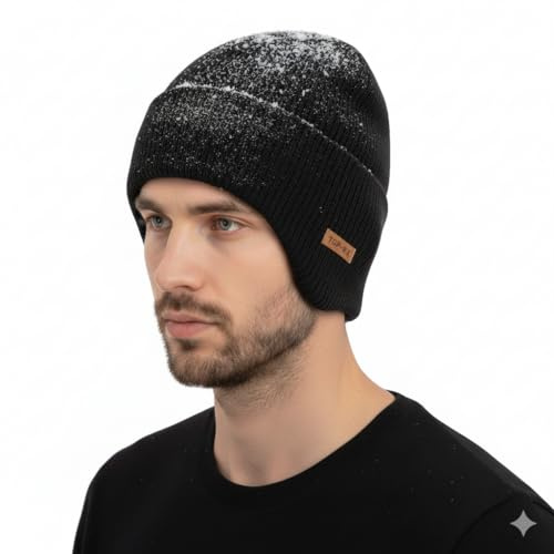 TOP-EX PolarWool™ Merinowolle Fleece gefüttert wasserdichte Ohrklappe Oversized L XL XXL Warme Outdoor Ski Beanies Herren