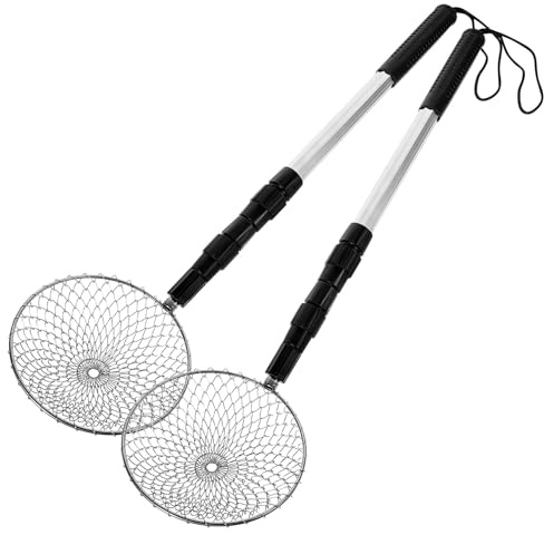 ORFOFE 2 Sets Portable Stainless Steel Beach Shovel with Detachable Sand Sifter and Extendable Handle Multi-function Shell Scooper for Screening and Treasure Collecting Beach