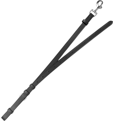 JA Horse JA0003 - Riendas de cuero ajustables para entrenamiento de doma y doma (negro, flequillo)