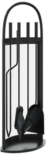 Serviteur de Cheminée, Ensemble d’Outils Ustensile Accessoire pour Cheminée 5 pièces 23 x 15 x 66 cm Acier