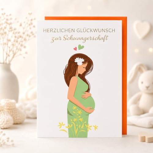 Michel Verlag Glückwunschkarte SCHWANGERSCHAFT | Liebevolle Babykarte Babybauch GENDER REVEAL | Karte Baby News Verkündung Baby-Party Geburt Nachwuchs | Klappkarte inkl. Umschlag, Made in DE