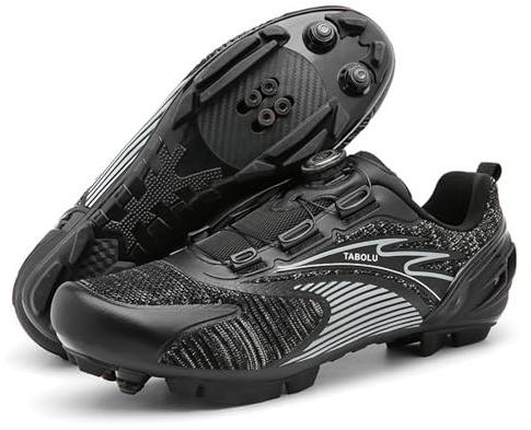 Hixingo Fahrradschuhe SPD MTB Herren Damen Radsportschuhe Adulta Mountainbike Schuhe, Grau Schwarz Unisex Sneaker Atmungsaktive Indoor Outdoor Radschuhe Fahrrad Indoor Schuhe