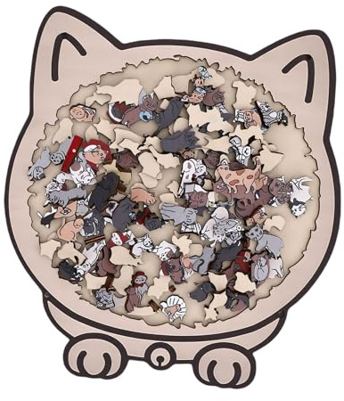 CHICIRIS Puzzle Chat en Bois de 135 Pièces, Pièces de Forme Unique pour Un Charmant Décor Félin, avec Bords Arrondis et Vibrante, pour Les Amateurs de Puzzle et de Décoration de la Maison