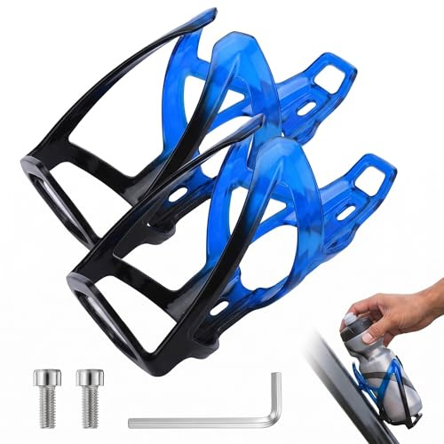2 Pezzi Porta Borraccia Bici MTB, Portaborraccia Universale per Bicicletta da Corsa, E-Bike e City Bike, Design Leggero Nero-Blu, Include 2 Viti e 1 Chiave, Accessori Ciclismo Professionali