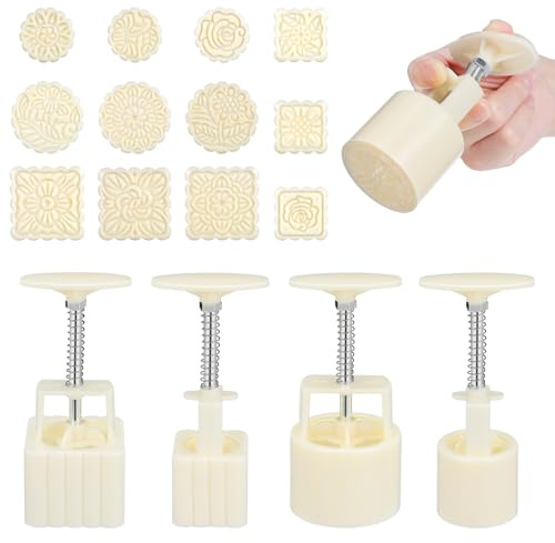 DOITOOL Stampo per Mooncake Tradizionale in Abs Motivo Floreale, Facile da Usare e Sicuro, Set per Dolci Fatti in Casa, per Festival di Metà Autunno