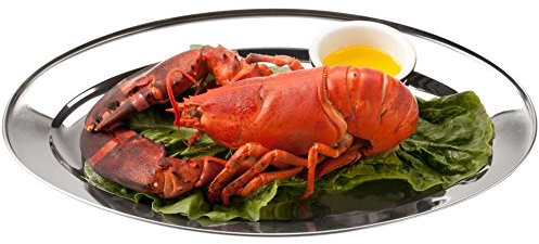 WINSOME Serving Platter Stainless Steel Oval Dish - Multipurpose Food Tray for Dinner Buffet, Parties and Gatherings