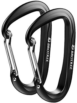 Brotree Locking Carabiner Clips 12KN (1200 kg) Heavy Duty Carabiners for Hammock, Camping, Hiking, Backpack and More (2 or 4 Packs)
