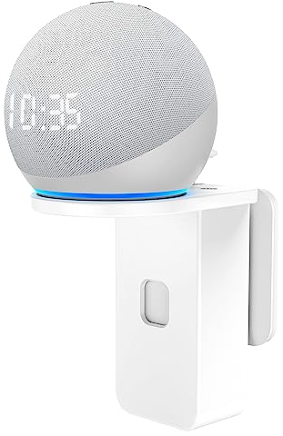Cozycase Wandhalterung für Echo Dot 4/5. Gen mit Uhr - Platzsparend Halterung Zubehör für Pop/Google Nest Mini, Ideal für Küche Bad, Kein Lochen notwendig (1-Packung, Weiß)