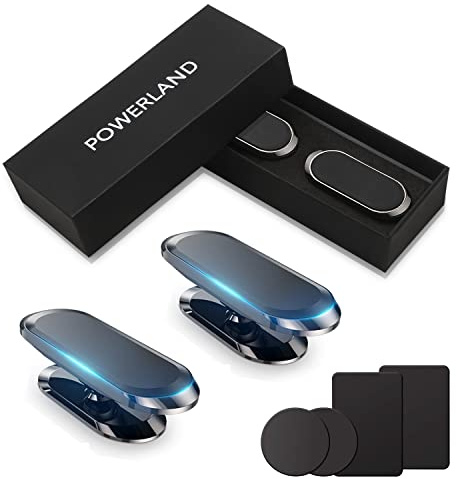 powerland Magnetisk biltelefonhållare, bil telefonhållare magnet 360° rotation smarttelefon fäste starka magneter kompatibel med iPhone/Samsung Galaxy (2 stycken) svart presentask