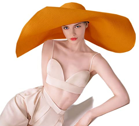 Übergroße Strand-Strohhüte für Damen, Schlapphut, extra groß, Sonnenblende, breite Krempe, Sommer, aufrollbar, großer Strandhut für Damen, faltbar