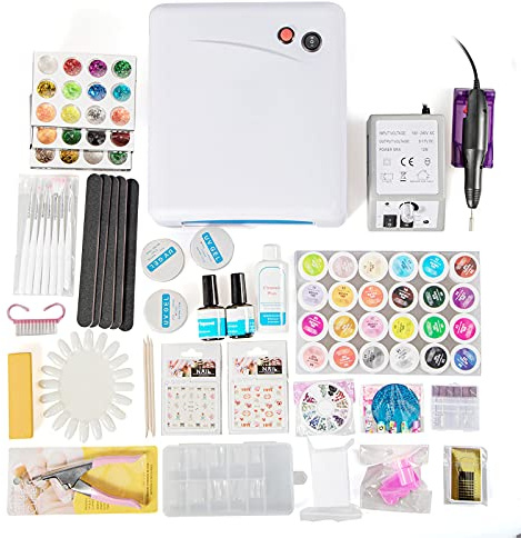 Lightakai Set de vernis à ongles en gel portable avec lampe UV 36 W Idéal pour les professionnels et les débutants avec kit complet d'accessoires