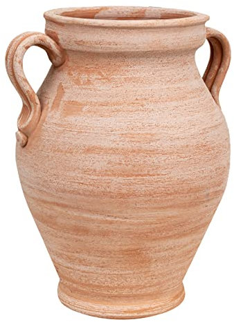 Biscottini Portacepillos Anfora/Orcio con asas de terracota hecho a mano en el torno para plantas y flores 38 x 33 x 45 cm