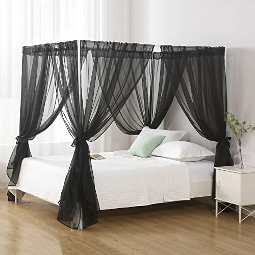 WANFASO Betthimmel aus Chiffon, Queen-Size-Größe, Gothic-Stil, Mädchen, Baldachin, Bettvorhänge, 4 Pfosten-Bett-Vorhänge für Erwachsenenzimmer Dekor