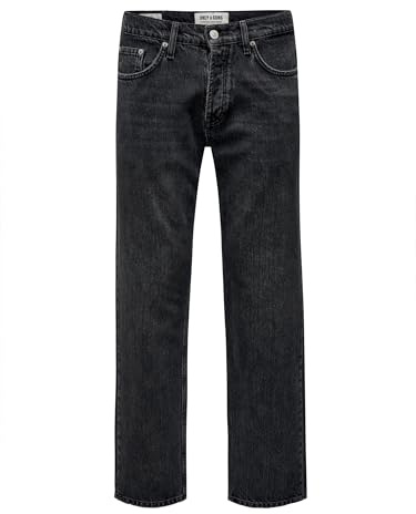 Only & Sons Jeans da Uomo ONSEDGE Loose 6985 – Relaxed Fit – Nero – Black Denim, Denim Nero, 31W x 30L