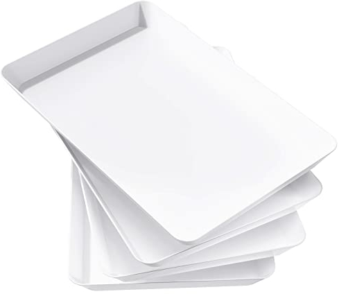 Lifewit Vassoio da Portata, Lotto di 4 Piatti, Vassoio Plastica Rettangolo 36.7×24cm, Alzate per Buffet Dolci, Portafrutta da Tavolo, Cucina Decorativo, Vassoi e Piatti per Snack, Cibo, Biscotti
