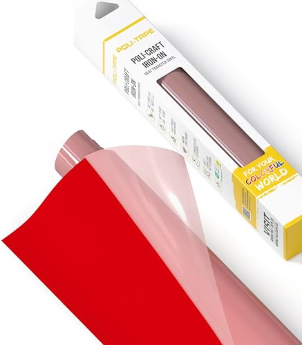 POLI-TAPE TUBITHERM® FLOCK transferfolie med sammetslen yta för textilier - Värmeöverföringsfilm för strykning, plotterfilm för DIY-skjortor, Signal Röd, 30,5 cm x 61 cm