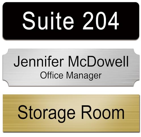SINYUDUN Custom Office Engraved Name Plate for Door or Wall Sign, Personalized Door Name Plate for Office with Adhesive, Laser Engraving, 10 Colors Available, 3 Styles (2 x 8)