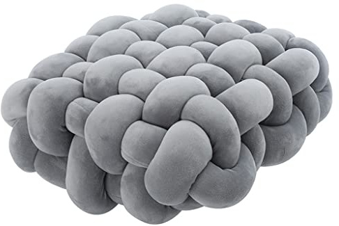 Nordic Handmade Woven Plush Square For Seat Back Cushion Knotted Stuffed Solid Color Thick Chair Pad Floor Waist Pillow Home Decor Flower Floor Pillow Green