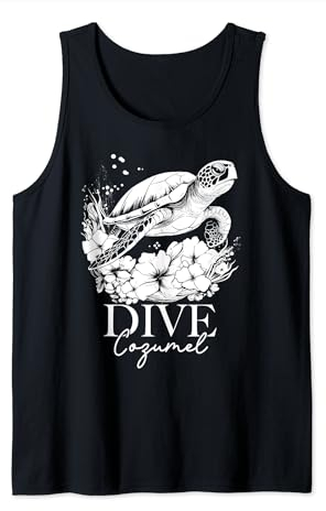 Dive Cozumel Mexiko Meeresschildkröte Taucher Souvenir Tank Top