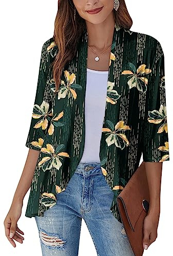 SCBFDI Cardigan Elegante Donna, Cardigan Kimono Per le Donne Cardigan Aperto Con Volant, Casual, Manica 3/4, Maglioni Leggeri, Spolverino, Ragazze, Moda, Spolverino Donna Elegante Cerimonia