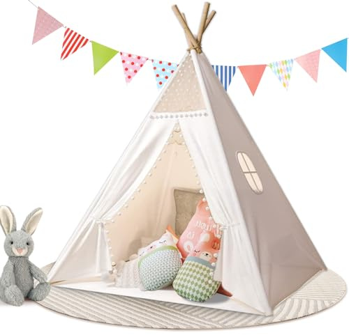 Cathpetic Teepee Play Tent for Kids Baby,Kids Playhouse for Boys and Girls,Picnic Tent Children,Princess Prince Castle,Multifunction Tents Indoor Outdoor Equipped with Installation Accessories