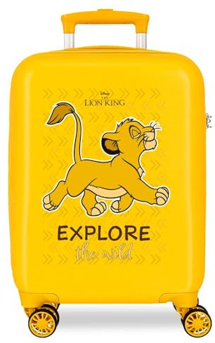 Disney Joumma Lejonkungen Explorer kabinväska, barnresväska, tillverkad av ABS, ett hållbart material, fyra dubbla hjul med flerriktad svängbar, sidokombinationslås, citronträd, ett, Citronträd, En