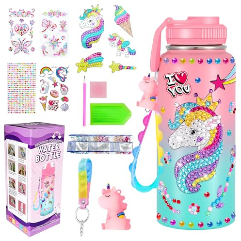 NlsqEU Einhorn Geschenke für Einhorn Geschenk Trinkflasche Cartoon Wasserflasche Anime Bastelset für Geburtstagsgeschenk