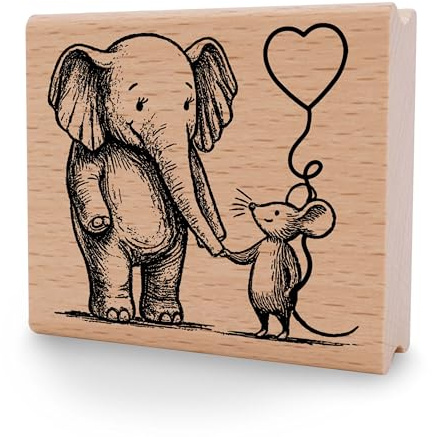 NEWSTAMPS Stempel Tierische Freunde Motivstempel aus Holz & Gummi zum Karten und Geschenke basteln, Holzstempel für Tiere, Tierstempel, Scrapbook, Textilstempel, Deko, Freunde