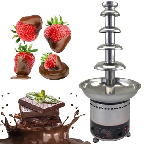 RayGenius Fuente De Fondue De Chocolate Comercial para El Hogar, MáQuina De Cascada De Chocolate De 4/5/6/7 Niveles con Control De Temperatura para Fiestas, Restaurantes.,4Layers