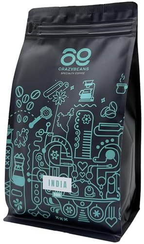 Cafe de Especialidad en Grano | Indian Sarchimor| 100% Arábica | Natural | Fermentación | 84 puntos SCA | Chikmagalur,Karnataka | 500g | 69 CrazyBeans Specialty Coffee | Cafe en Grano Natural Arabica