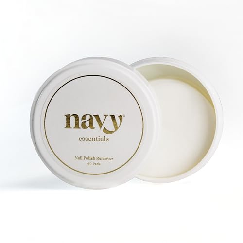 Navy Acetone-Free Nail Varnish Remover Pads 40 Pads | Moisturising & Nourishing Nail Polish Remover Pads for Healthy Nails | Conditioning Formula | Easy Travel Nail Varnish Remover Wipes – Made in UK