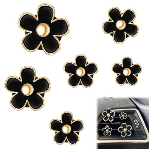 Xiciki Lot de 6 clips pour grille d'aération de voiture en forme de marguerite, jolis désodorisants de voiture pour femmes et filles, pour décoration intérieure de voiture, accessoires de sortie de
