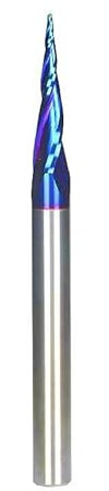 DashHound 1/4 inch Shank Milling Cutters Ball Nose Up Cut CNC Router Bits 2D and 3D Carving Tapered Angle 6.2Deg Tapered Angle Ball tip with 3 inch Over Length BRB362