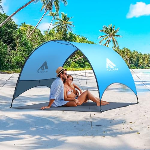Strandmussla strandtält solskydd: Kompakt hopfällbar (43 x 10 cm), 360 ° ventilation, stor sidoförvaringsväska, bärbart UV-skydd vindskydd, strand för stranden