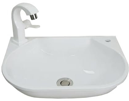 XRB2050 Blanc Lave Main Montage Mural, 42x30x14 cm Lave Mains Plastic, Lave Main Suspendu Pour Salle De Bain Vestiaires ou Buanderies Garage Cabine de Toilette E Plastique Robinet