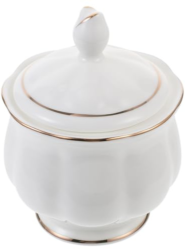 MAGICLULU Sucrier en Céramique avec Couvercle Pot à Sucre Doré Récipient à Assaisonnement à L'Usure Ustensiles Cuisine pour Stockage de Sucre et Bonbons Design Élégant