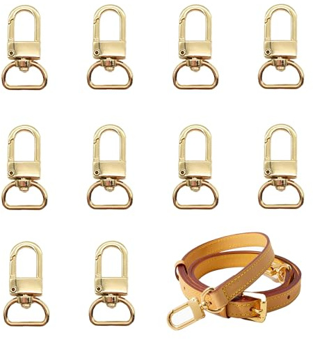 XCSJ Karabinerhaken für Taschen, Karabinerhaken mit Drehgelenk, 360° drehbarem, Zink Legierung, Taschenzubehör, Schlüsselkarabiner Karabiner für Taschen, Schlüsselanhänger, Diy, 10 Pcs(Gold, 1.6 cm)