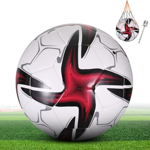 KWJEIULSOQ FußBall, Offizieller Training Fussball Größe 5, Fußball Kinder Unisex, Professioneller Leder FußBall GrößE 5, Wasserdicht Ball Wettbewerb für Kinder Jugendliche Erwachsene