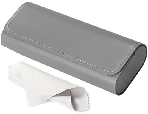 AkoaDa Brillenetui Hardcase, Premium Lederbrillenbox in Eleganz Schwarz, Hartschale mit Mikrofasertuch, für Damen und Herren, ideal für Reisen und täglichen Gebrauch