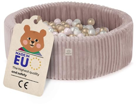 MISIOO Bollbad Baby – Premium bollbad barn från 1 år – 90 x 30 cm – Med 200 bollar – Högkvalitativa material – Perfekt för lek och utveckling – säkert lekparadis för dina små
