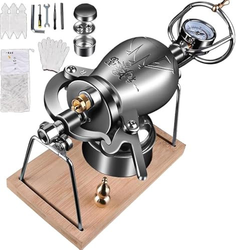 Macchina per Popcorn Professionale, Macchina per Il Riso Soffiato Cannone Cinese per Popcorn, Valvola di Pressione Doppia, Maniglia in Rame Girevole a 360 Gradi (480ML)