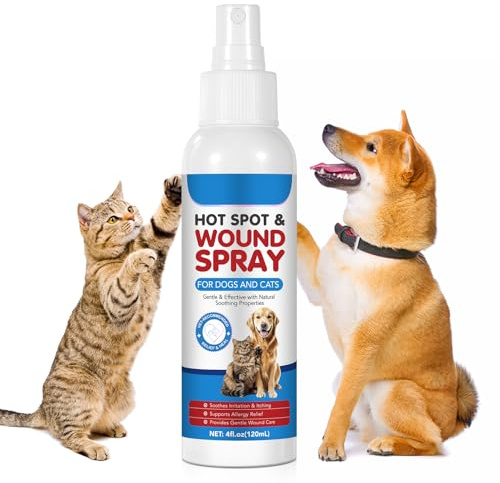 JSBNQRMZ Haustier Wundspray,Wundpflege & Hautregeneration für Hunde & Katzen,Schnelle Linderung bei Wunden,Entzündungen und Juckreiz,Pflegendes Anti-Kratzen Spray mit Quantum-Silber & Kamille,120ml