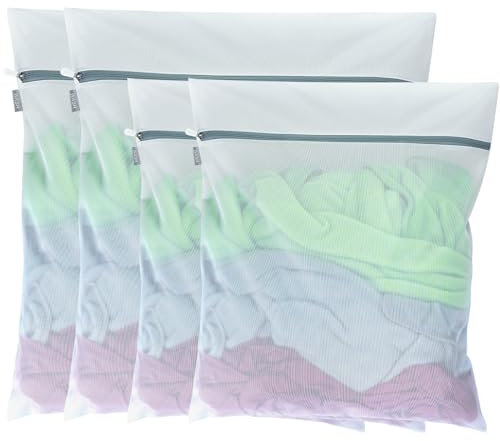 Zeilako Mesh Laundry Bags, 4 PCS laundry Bags for washing machine， Laundry Bags with zips,Reusable Wash Bags for Clothes, Shoes, Socks, Bra-60x50cm/50x40cm,Grey