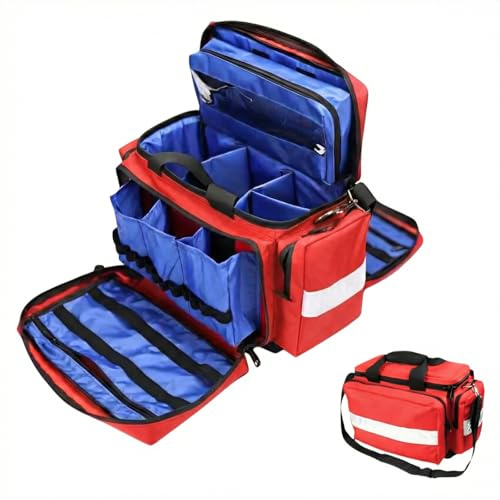 DZTSMART Erste-Hilfe-Tasche Leer Groß,Notfalltasche Leer - Sanitätstasche für Häusliche Pflege, Arzt, Reise & Notfall (Rot)
